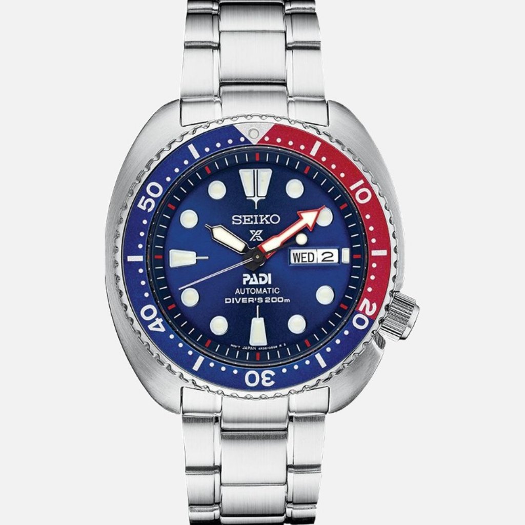 New Seiko Srpe99 Mens Turtle Automatic Stainless Steel Diver Pepsi Watch